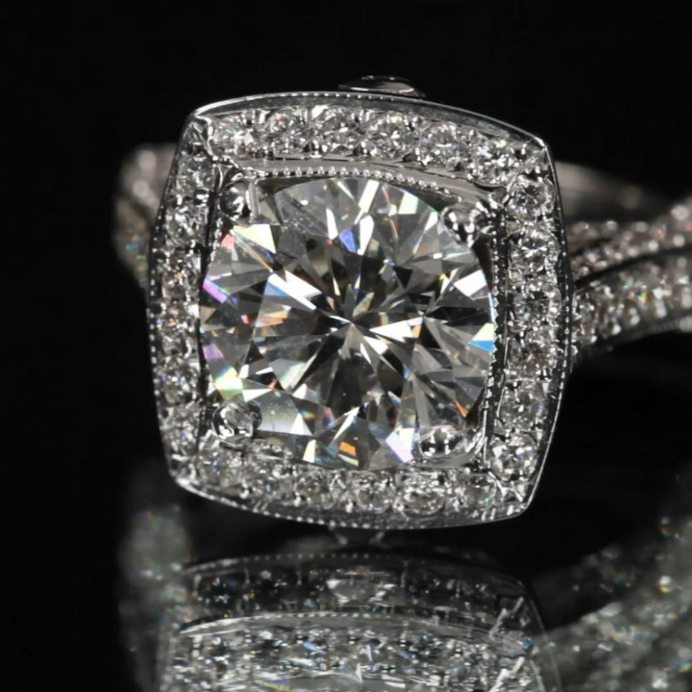 3.05 carat Round Brilliant Diamond 14k White Gold Engagement Ring GIA Certified - Picture 2 of 9